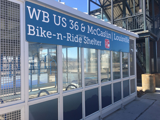 Bike-n-Ride Shelter in Louisville, Colorado, at US 36 at the Westbound McCaslin Park-n-Ride