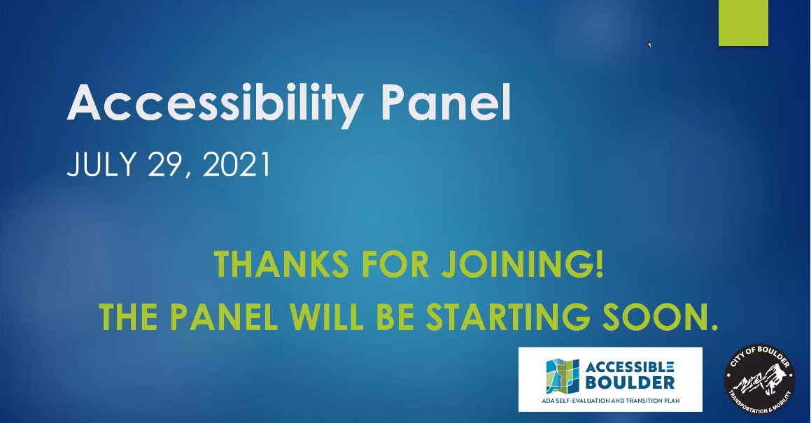 City of Boulder Accessibility Panel Recording