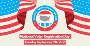 National Voter Registration Day logo with date: Sept 28, 2021