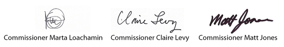 Commissioners' names and signatures