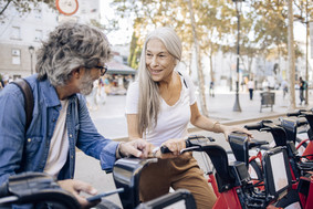 Older woman using an e-bike