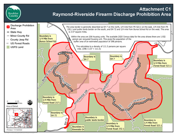 map of Raymond Riverside boundaries for closing sport shooting in forested areas