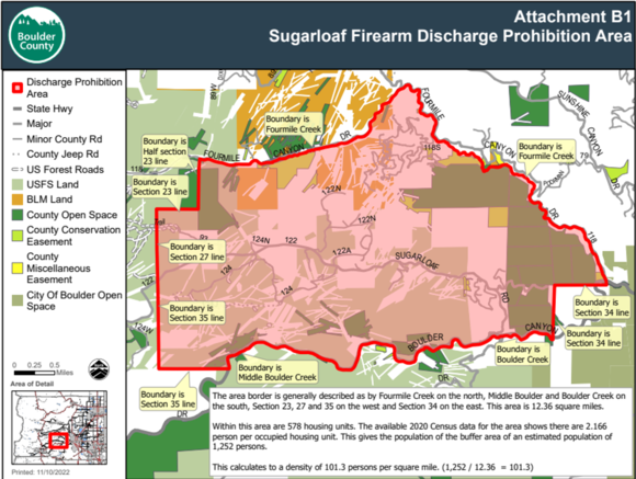map of extended Sugarloaf boundaries for closing sport shooting and hunting in forested areas