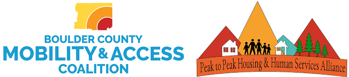 Logos for Mobility and Access Coalition and the Peak to Peak Housing and Human Services Alliance