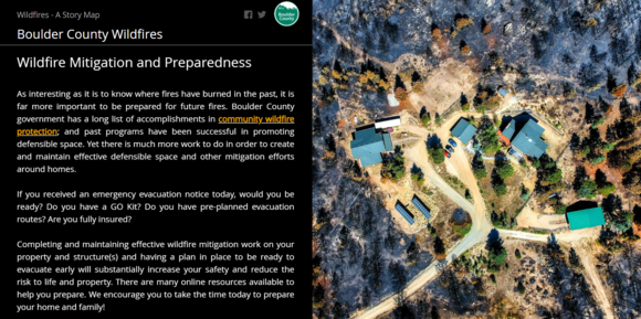 Boulder County wildfire preparation story map