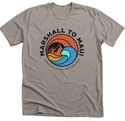 Marshall to Maui T-shirt with picture of mountains and ocean