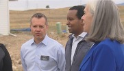 Joe Neguse and Democratic Whip Katherine Clark on a tour of the rebuilding effort 
