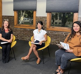 Boulder County Commissioner Marta Loachamin and Tanya Jimenez, Housing Developer with the Boulder County Housing Authority in a TV interview