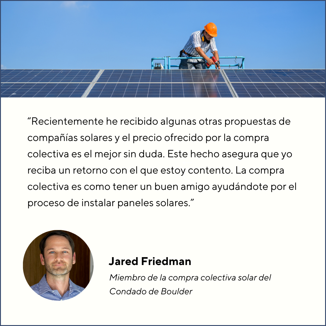  Testimonio de miembro de la compra colectiva solar del Condado de Boulder