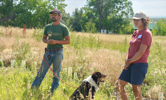 Nick DiDomenico and Amy Scanes-Wolf of Drylands Agroecology Research demonstrate their Climate Innovation Fund project in Boulder County, Colorado.