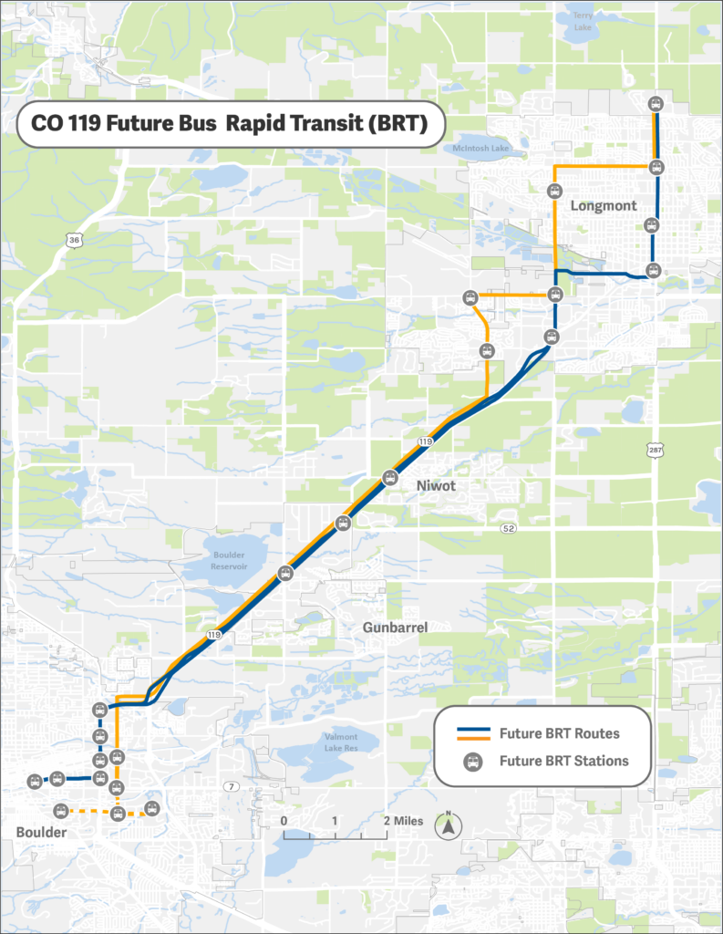 CO 119 Bus Rapid Transit map