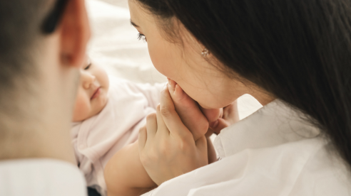 Mom and dad with a baby