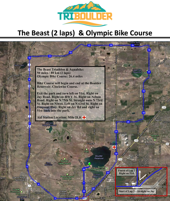 Boulder Tri map Olympic  course