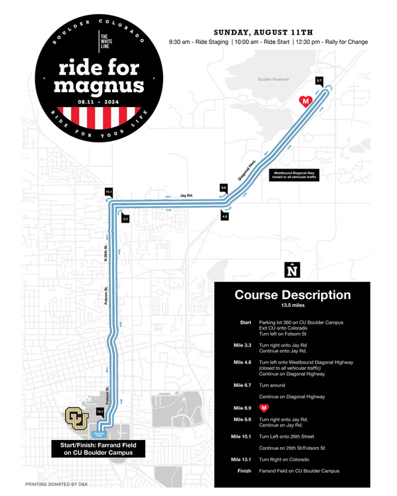 Ride For Magnus 2024 route map