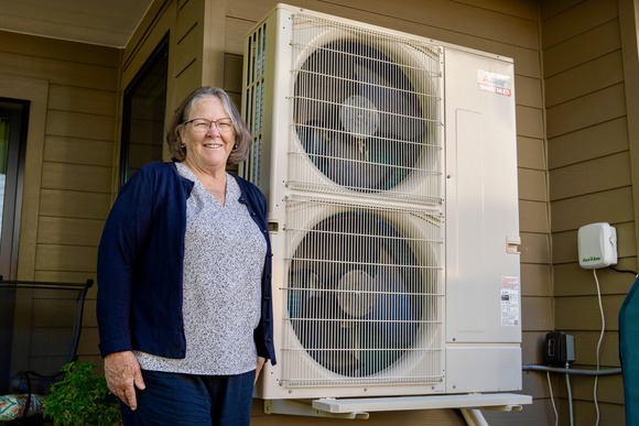 Boulder County resident Deb and her new heat pump