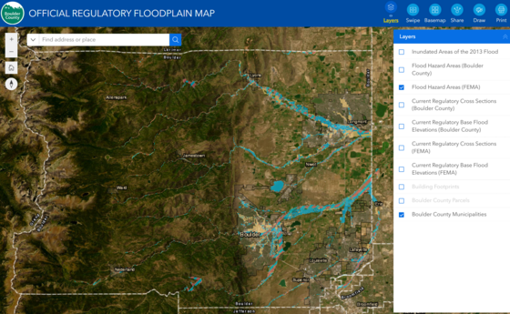 Boulder County Official Regulatory Floodplain Map image