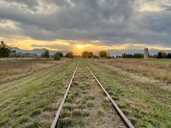 CPP Boulder to Erie Regional Trail (BERT) alignment looking west as sunset