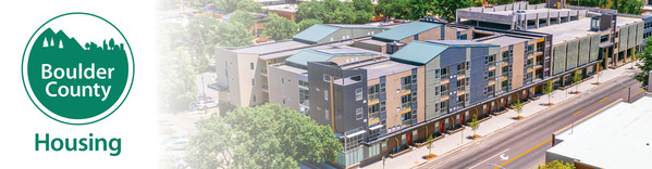 Housing Department banner image with buildings and the Boulder County logo