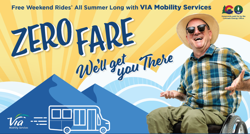 zero fare advertisement from via mobility services