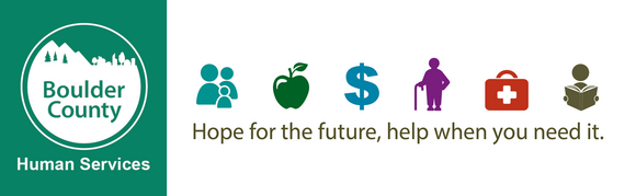 Boulder County Human Services logo with the tag line "Hope for the future, help when you need it."