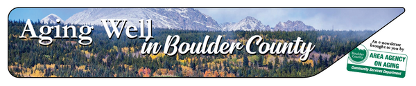 a picture background with aging well in boulder county in the front