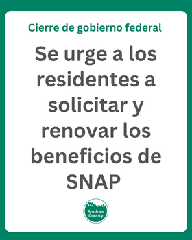 SNAP graphic for Instagram in Spanish that says "Se urge a los residentes a solicitar y renovar los beneficios de SNAP"