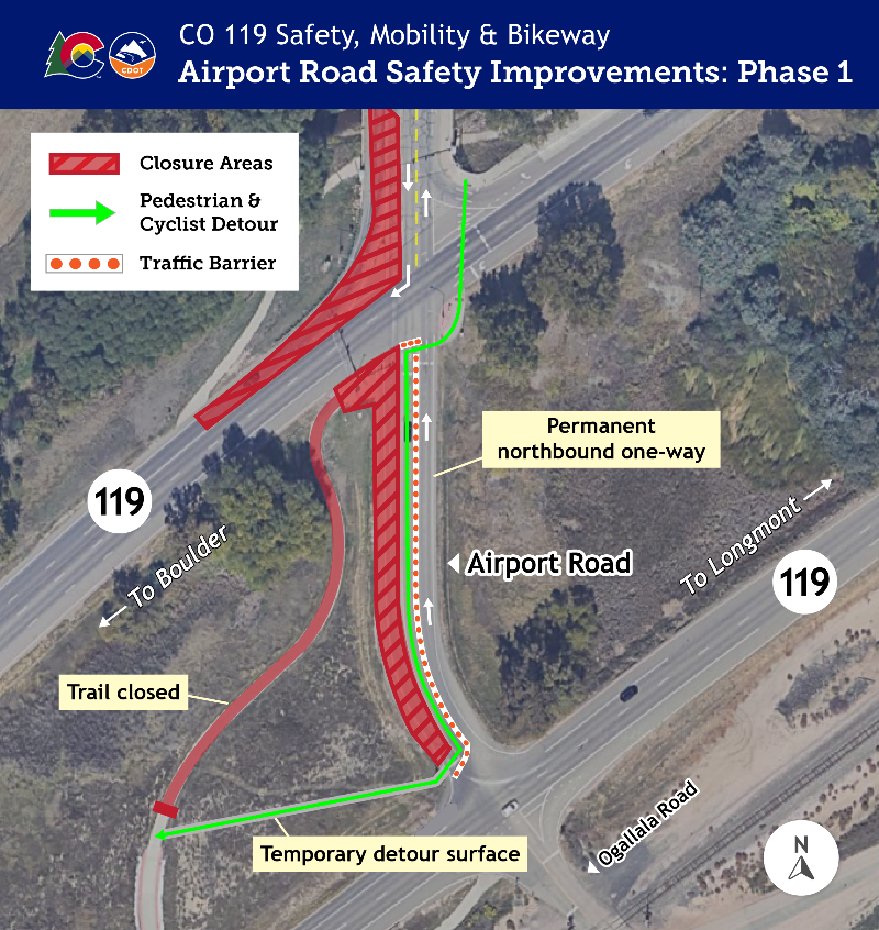 Map showing Phase 1 of Airport Road Safety Improvement Work