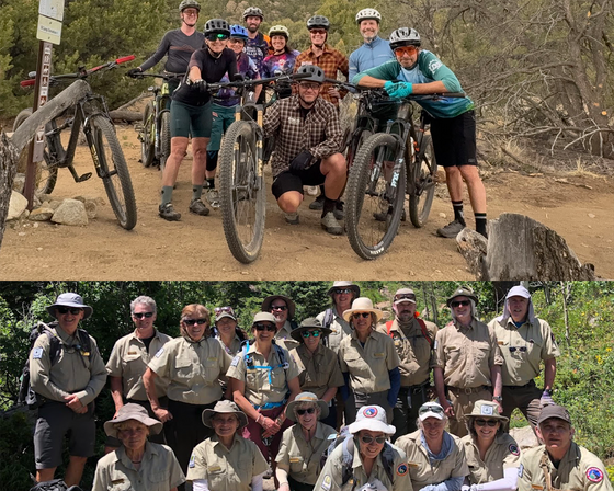 Team members for the Boulder Mountainbike Alliance and Indian Peaks Wilderness Association pose for group photos