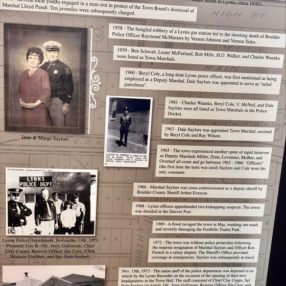 historical display highlighting law enforcement history in Lyons