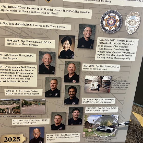 historical display highlighting law enforcement history in Lyons
