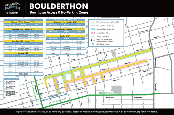  Boulderthon Downtown Boulder Access Map, Sunday, Sept. 27, 2026