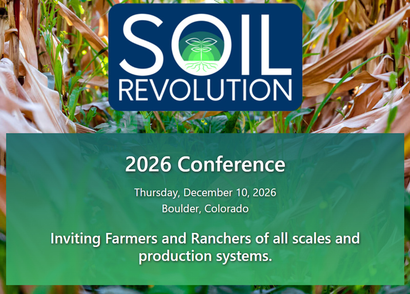 Corn field with Soil Revolution logo and text overlay that says 2026 Conference, Thursday, December 10, 2026