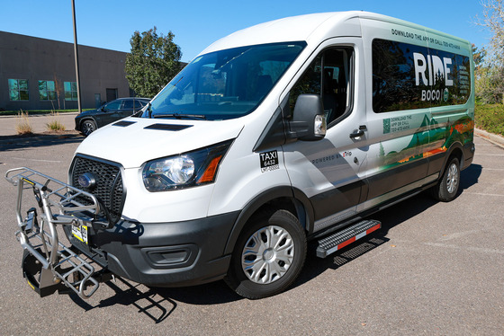 Ride BoCo bus showing a bicycle rack