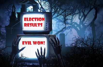 Haunted TV with words Election Results - Evil Won!