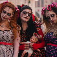 Photos of women dressed as dead people