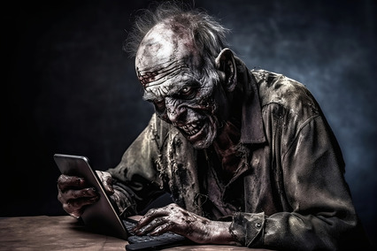 Zomie looking at phone