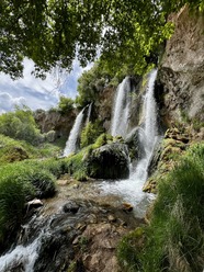 the waterfall at Rifle Falls State Park