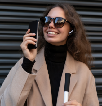DeafBlind Lady on Phone
