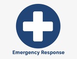 Emergency Response logo - Blue circle with a white cross in the center, text below reads "Emergency Response"