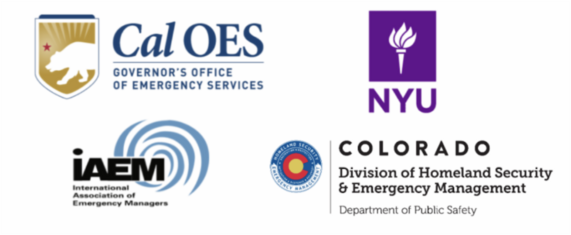 Logos of CALOES, CO DHESM, NYU and IAEM