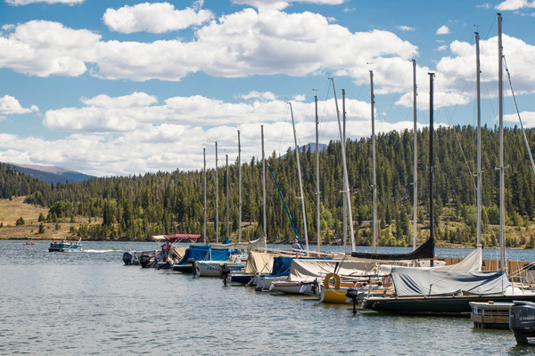 Boats on the dock at the Dillon Marina