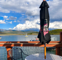 Sailboat on Lake Dillon as seen from the Tiki Bar 