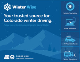 A snowy Colorado road with tire tracks, illustrating winter driving tips for safe travel in snowy conditions.