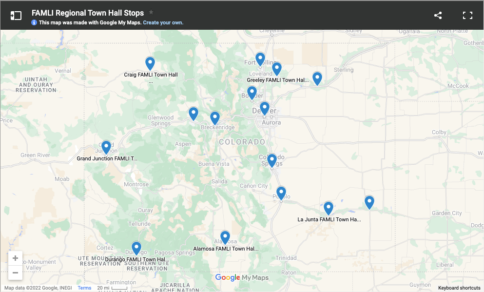 Map showing upcoming tow hall stops