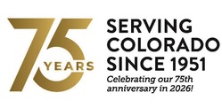 75th Anniversary Logo. Text reads, "Serving Colorado since 1951. Celebrating our 75th anniversary in 2026."