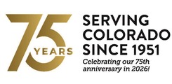 75th Anniversary Logo. Text reads, "Serving Colorado since 1951. Celebrating our 75th anniversary in 2026."