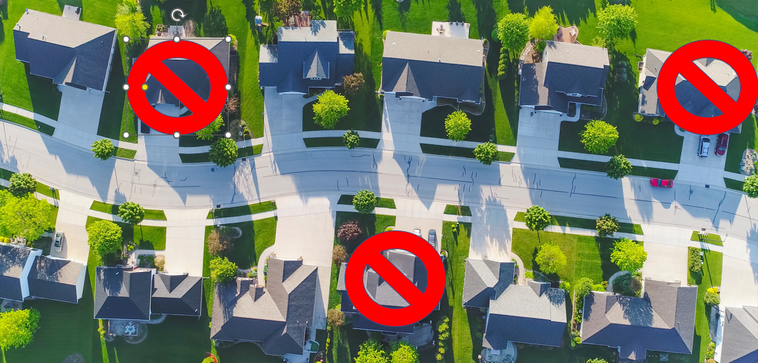 Houses with Prohibited Signs On Some Houses