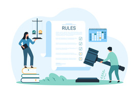 icon with court room and rule document