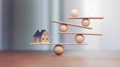Real Estate Trading and Wooden Balance Scale