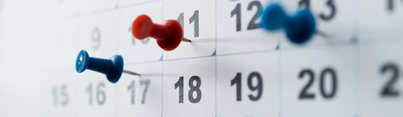 Calendar with pins in certain dates